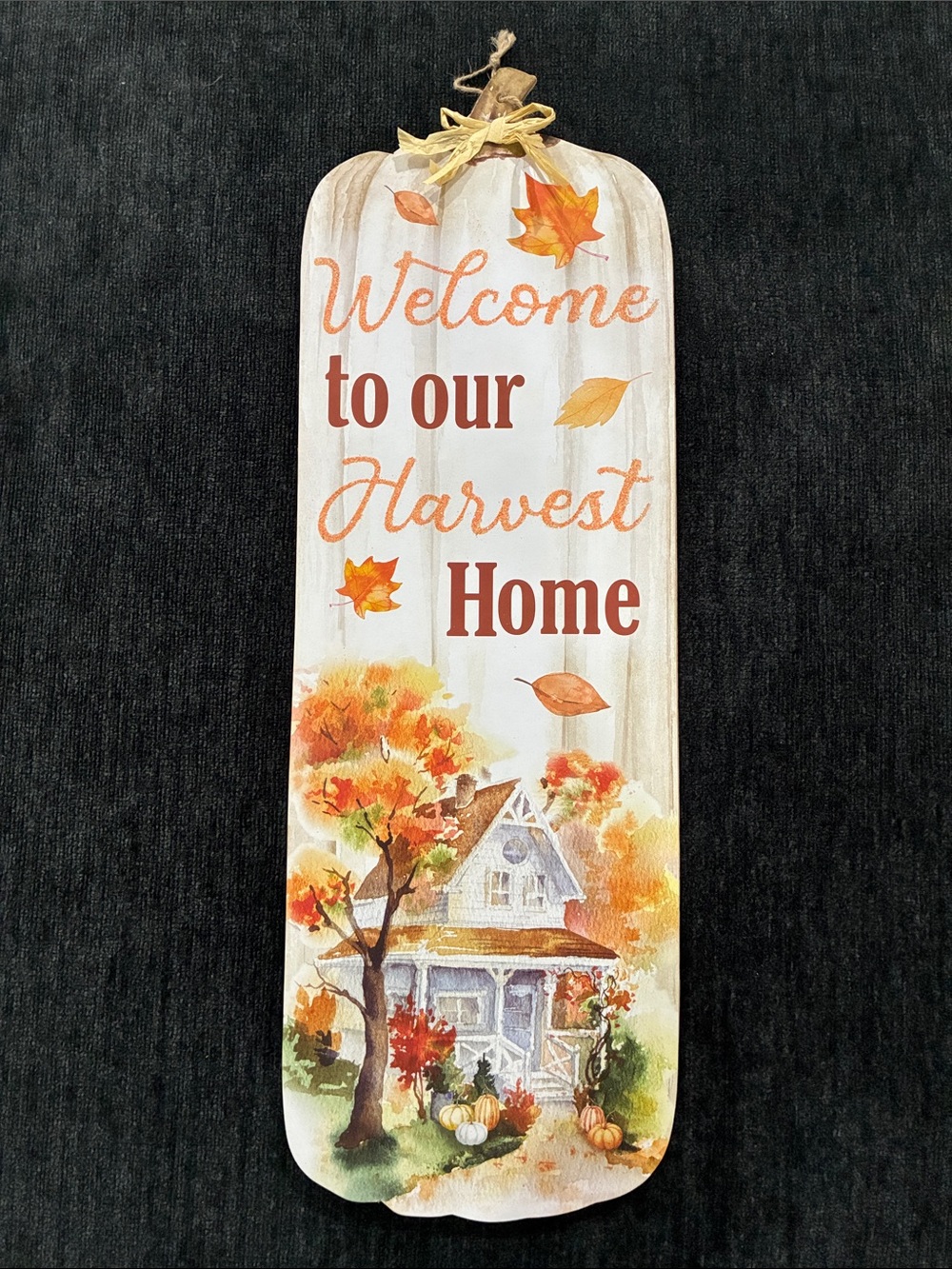 NWT- Orange Glittered- Welcome to Our Harvest Home- Fall Pumpkin Wall Decor Sign